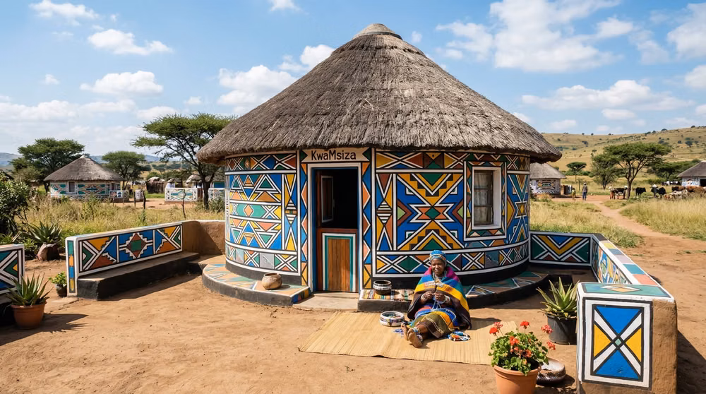 Ndebele geometric painted house photograph - Ndebele Painted House
These homes are more than shelter—they are painted with bold patterns that reflect identity and creativity.
 
#Ndebele #africanart