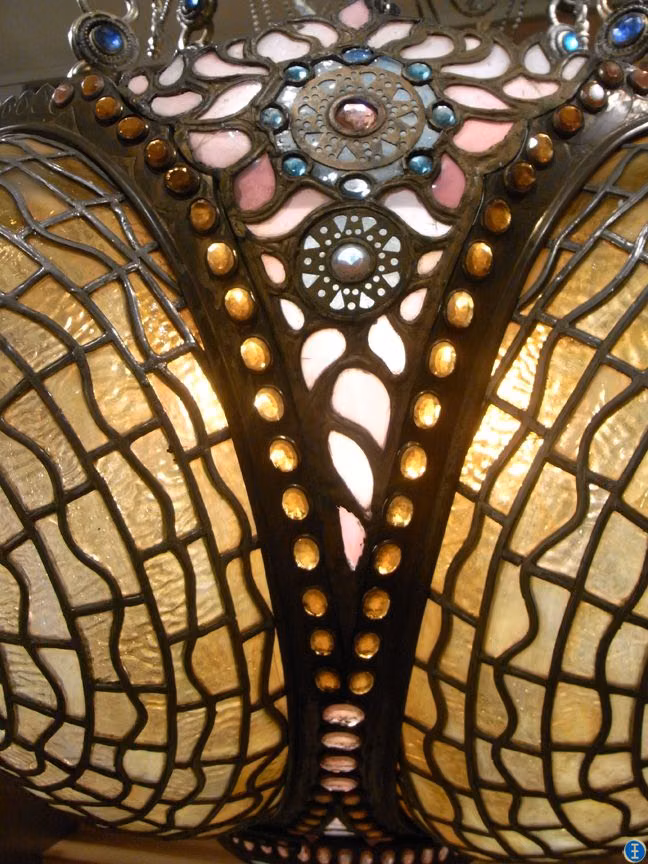 Tiffany stained glass lamp detail photograph - "Craftsmanship" - Tiffany Lamp
