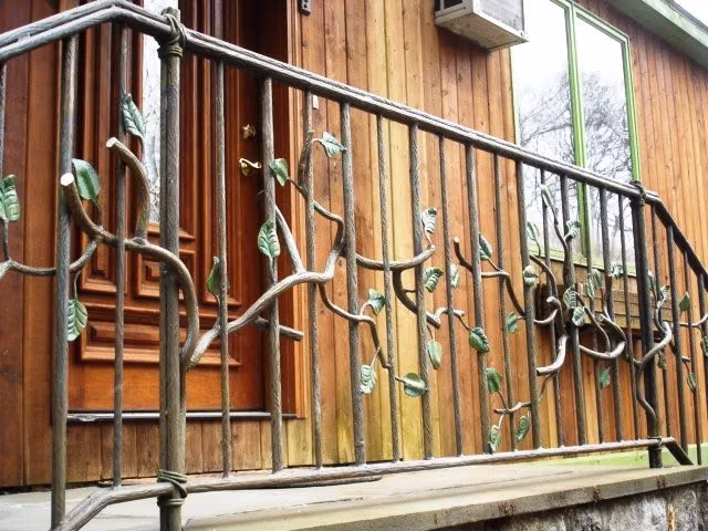 curved wrought iron vine railing photograph - Custom wrought iron vine railing