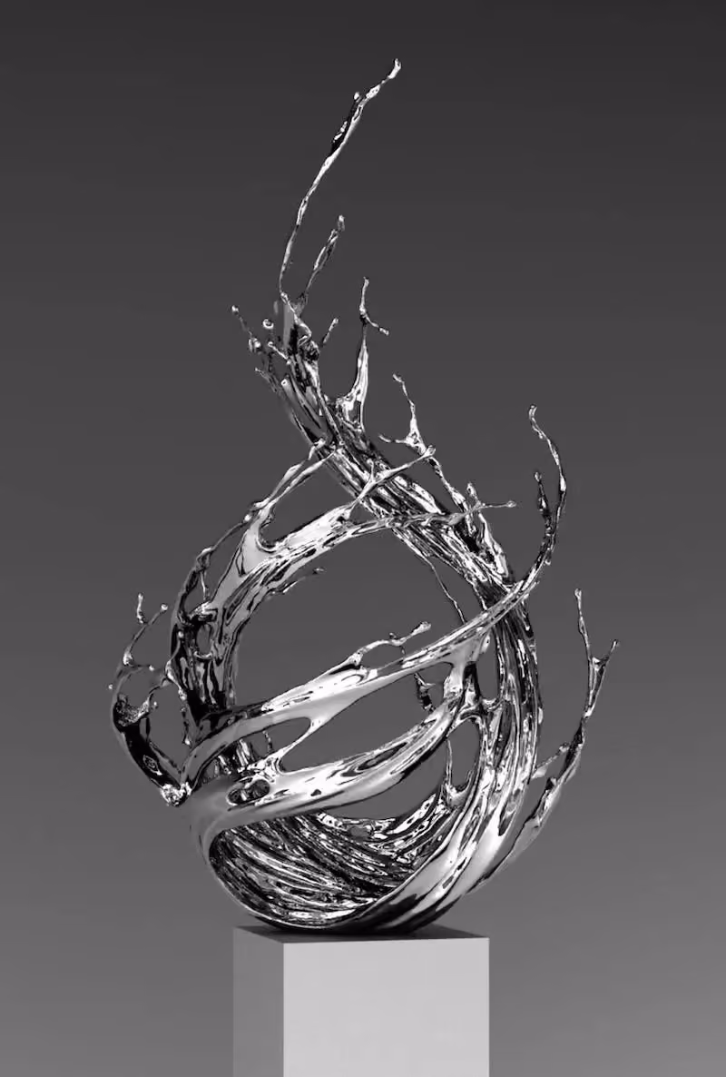 polished stainless steel sculpture photograph - Artist's Stunning Stainless Steel Sculptures Freezes Water in Mid-Splash