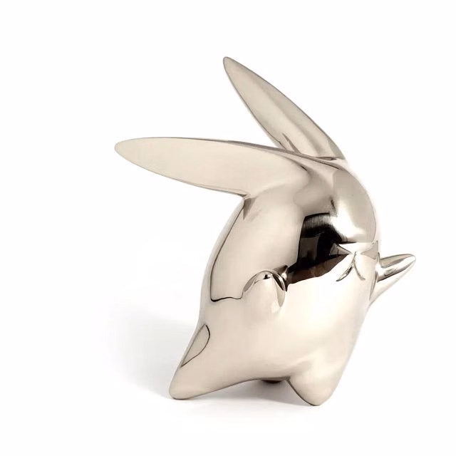 polished stainless steel sculpture photograph - Ferdi B Dick Stainless Steel and Bronze Artist Sculptor on Instagram: "A bunny caught in mid flight "Flight or Fight" a stainless steel rabbit sculpture. #stainlesssteelsculpture #stainless steel #artcollecting #functionalart #gallerist #contemporaryinstallation #artdisplay #yearoftherabbit #bunny #2023 #rabbit #metalart #modernartmuseum #thebroad #comtemporaryart #contemporarysculptures #sculptur #sculpturegallery #sculptureartist #poparts # #artfollowers"