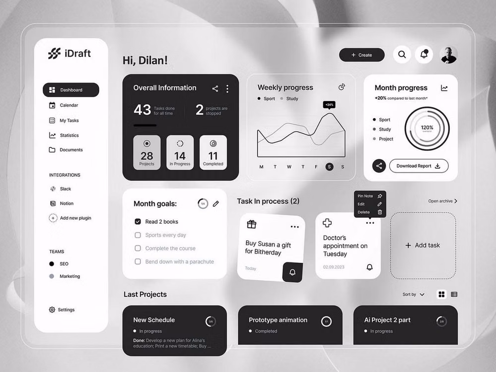 Clean UI aesthetic - 