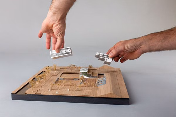 white architectural scale model studio photograph - Scale 1/500  #architecture #maquette #rotterdam #modelmaking #DP6