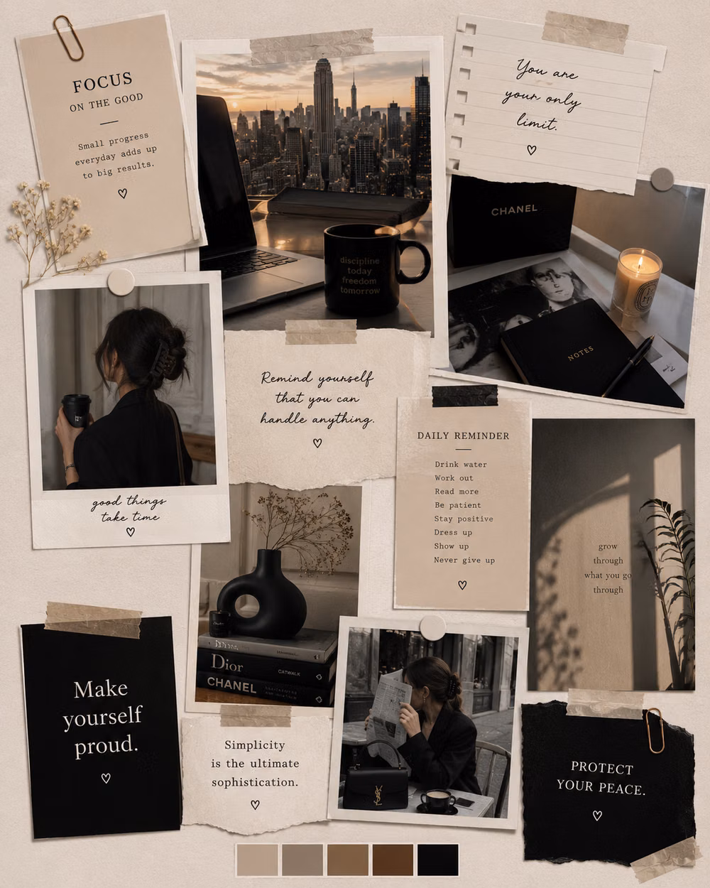 Collage aesthetic - Elevate your Pinterest aesthetic with this modern minimalist collage featuring neutral tones, soft luxury vibes and clean editorial styling. A perfect blend of simplicity, elegance and motivation for your digital mood board, wallpaper inspiration, journaling ideas and aesthetic lifestyle content. Designed for lovers of clean girl aesthetic and modern chic vibes. 📌 Hashtags: #MinimalistAesthetic #ModernAesthetic #NeutralAesthetic #MoodBoard #ChicVibes #CleanGirlAesthetic #PinterestInspo #LuxuryMinimalism #SoftAesthetic #EditorialStyle #AestheticCollage #SimpleElegance #LifestyleInspo #DeskAesthetic #CozyModern