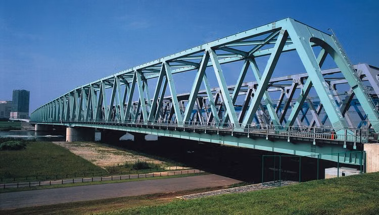 diagonal steel truss bridge photograph - Bridge Types - Truss