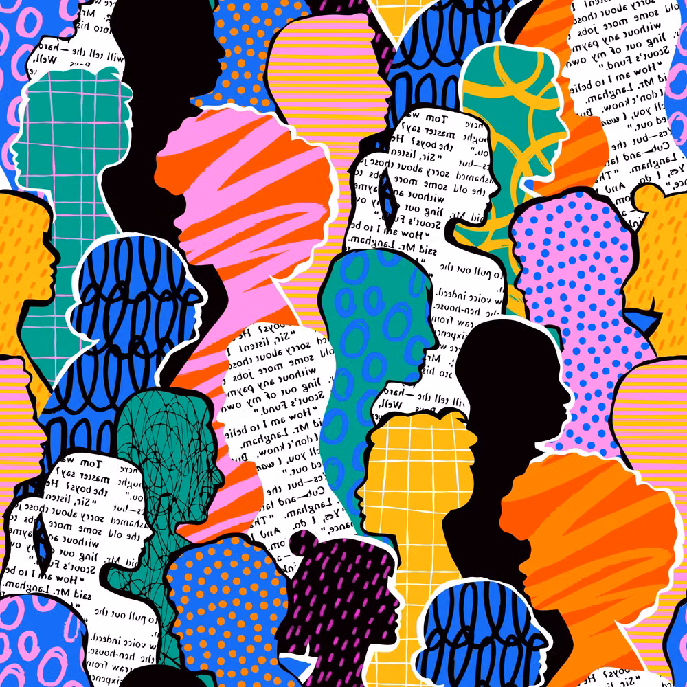 colorful paper cutout human figures photograph - 