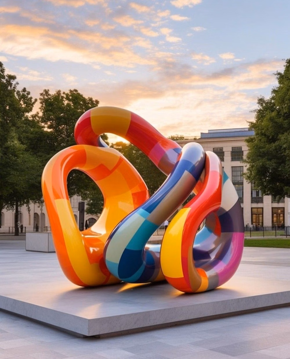 bright modern abstract sculpture public space -