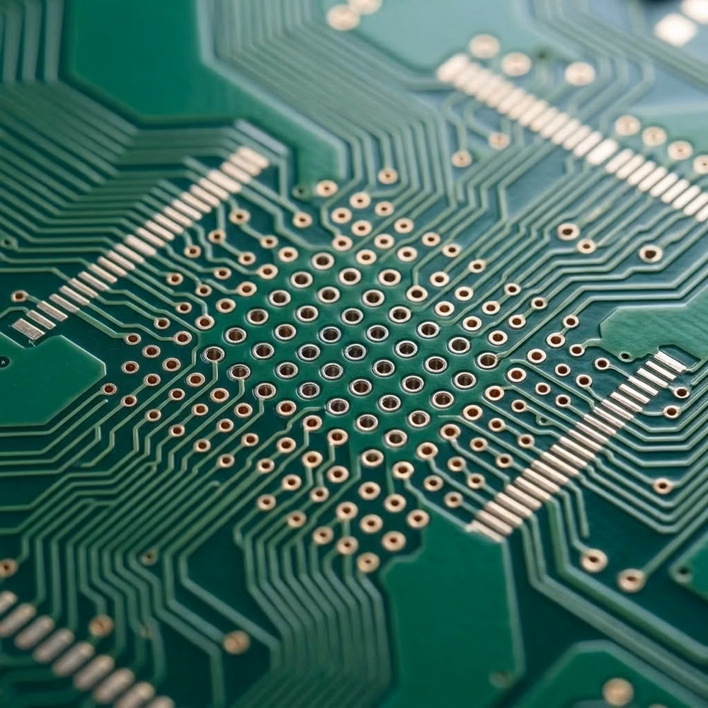 microchip circuit traces macro photograph - Size matters in medical tech. We use elite precision and accelerated HDI to shrink boards: patients prefer microvias over bricks. Engineering the future, one tiny hole at a time. #HDI  hello@circuit-board-design.com https://www.circuit-board-design.com/