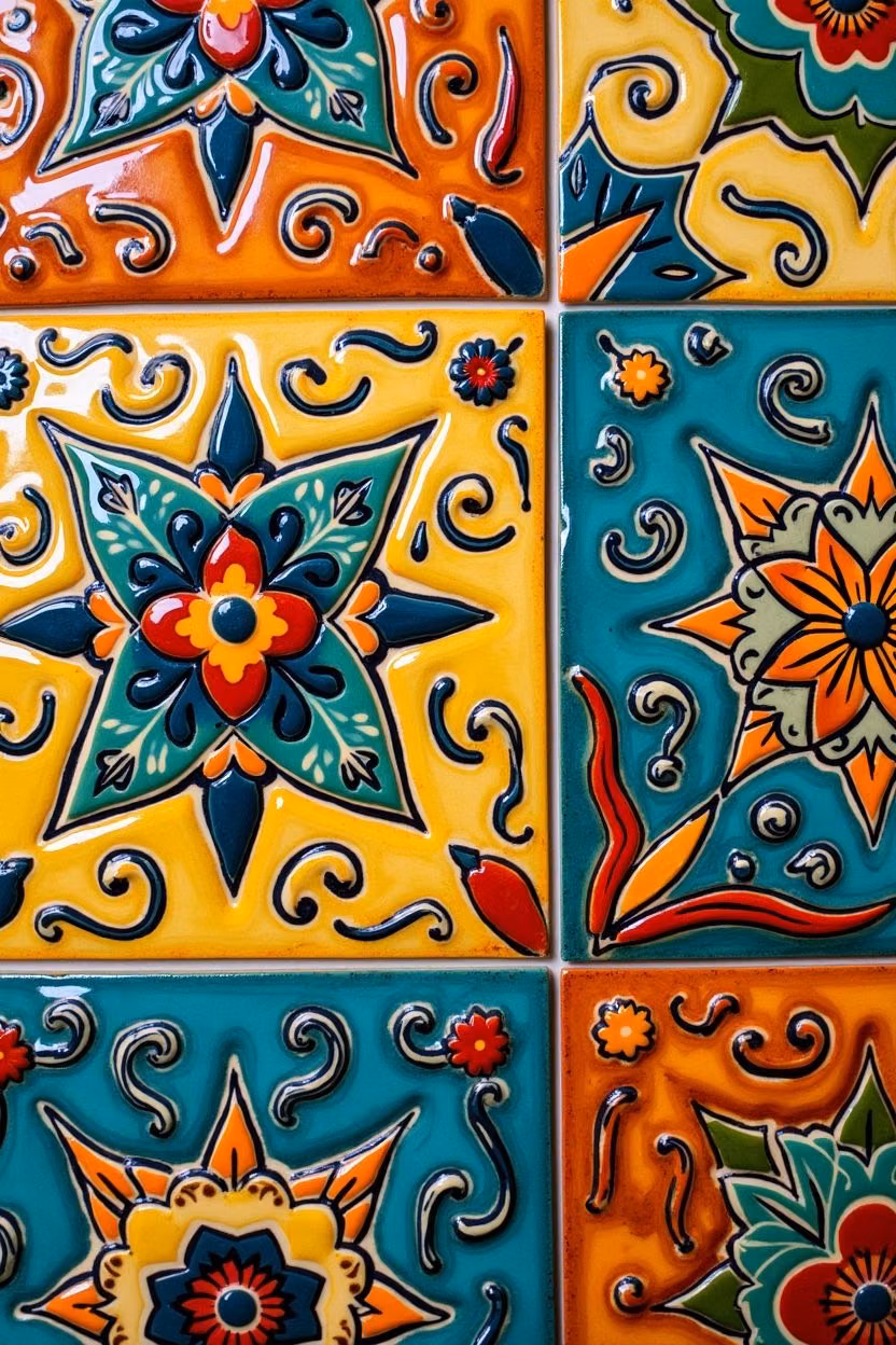 bright multicolor ceramic tile pattern photograph - 