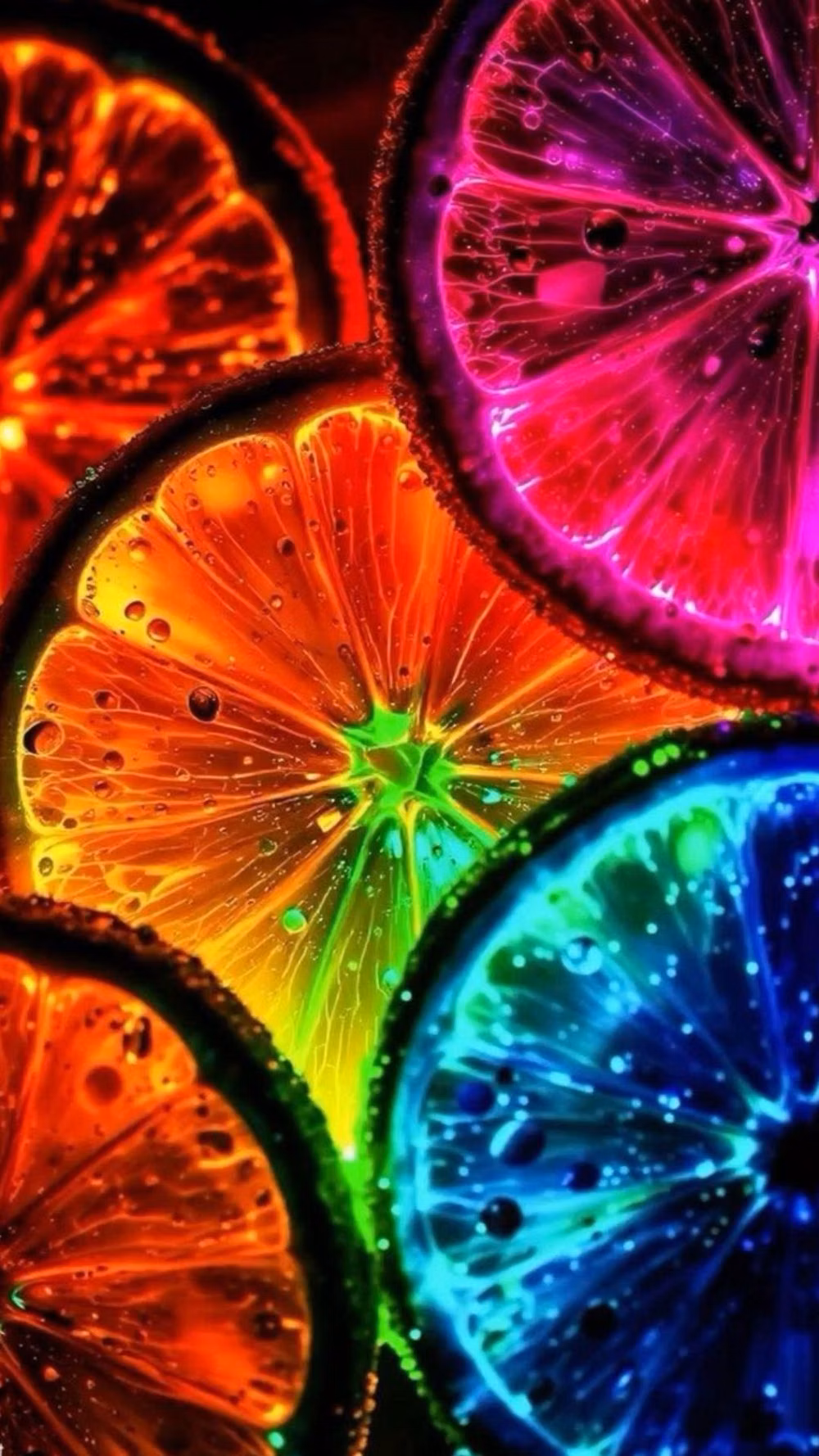 colorful fruit still life neon lighting photograph - 