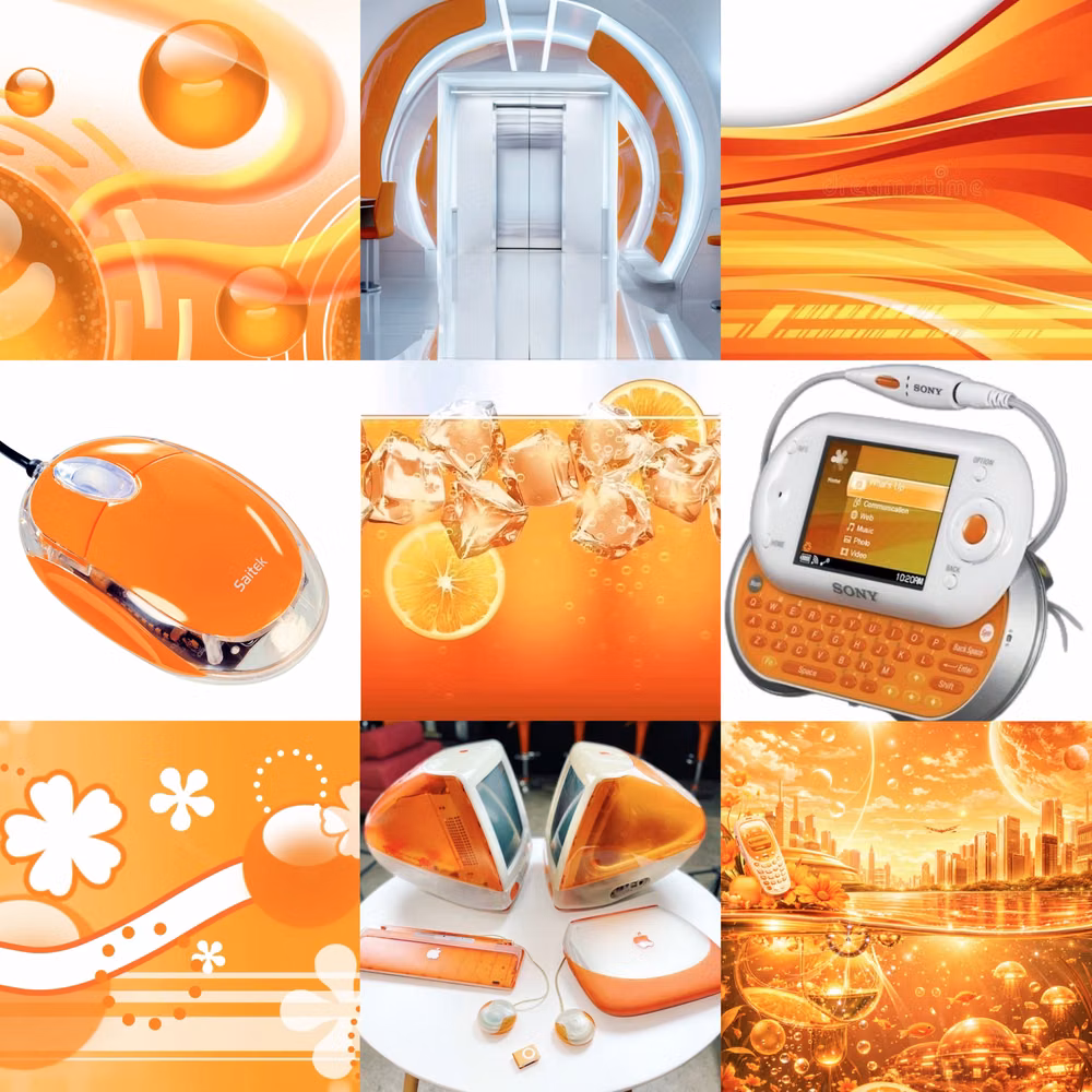 DORFic aesthetic - orange DORFic frutiger aesthetic moodboard