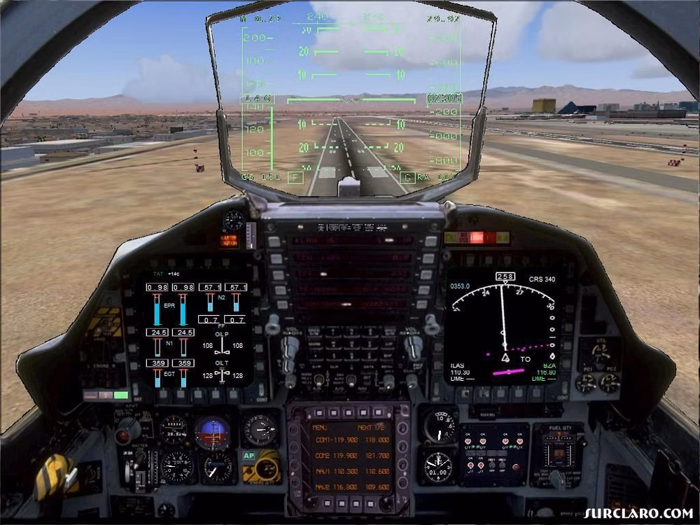 aircraft head up display cockpit photograph - Black Widow Simulator Cockpit Display