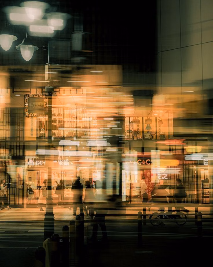 blurred city lights film photograph - 