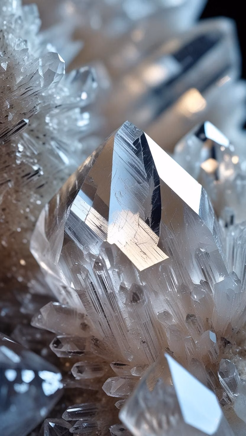 geometric mineral crystal close up photograph -