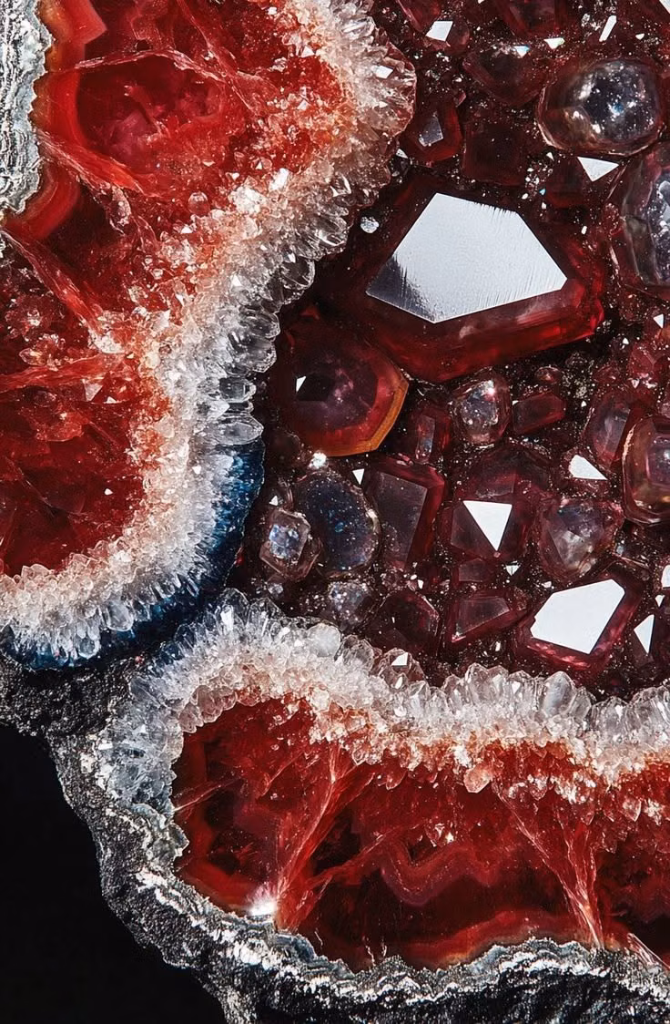 geometric mineral crystal close up photograph -