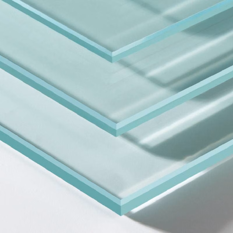 stacked clear glass sheets edge close up - Clear float glass is made from high-quality sand, natural minerals, and chemicals. The raw materials are melted at high temperatures and formed by floating the molten glass on molten tin, followed by polishing and shaping. The glass has a smooth surface, excellent optical properties, stable chemical performance, and high mechanical strength. It is resistant to acids, alkalis, and corrosion. E-mail：sales01@zhuoruiglass.com #clearfloatglass #clearfloatglassmeaning #clearfloatglassprice