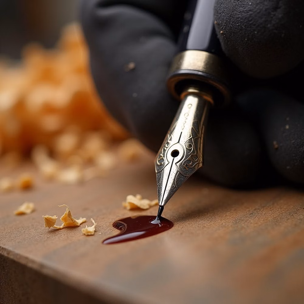 dip pen nib ink close up photograph - Close-up craft moments: watch lathe turning, sanding, and polishing bring walnut and resin to life — then see ink glide perfectly across the page. These 15–20s micro-clips reveal the hands, tools, and finish that make each Anderson Woodworks pen feel premium. Which detail mesmerizes you most? Tell us below and tap the link in bio to explore the collection. ✨🪵✒️  #handmadepens #pencommunity #craftsmanship #AndersonWoodworks #penlove #woodworking #artisanmade #stationeryaddict