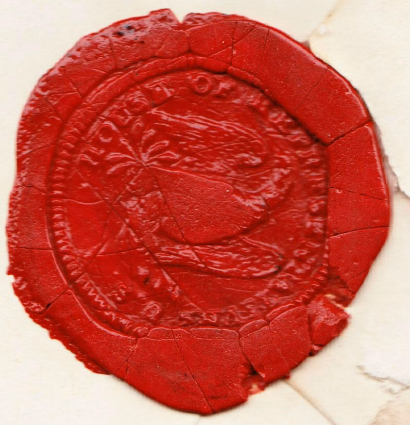 red wax seal antique letter macro photograph - 1800s envelope featuring a surprising red wax stamp