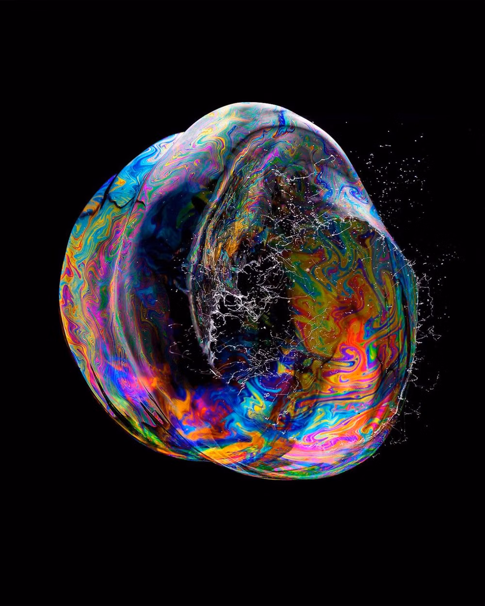 soap bubble iridescence macro photograph -