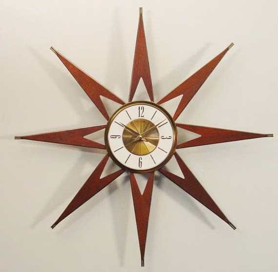 atomic starburst wall clock photograph - Classic Atomic Age starburst wall clock.