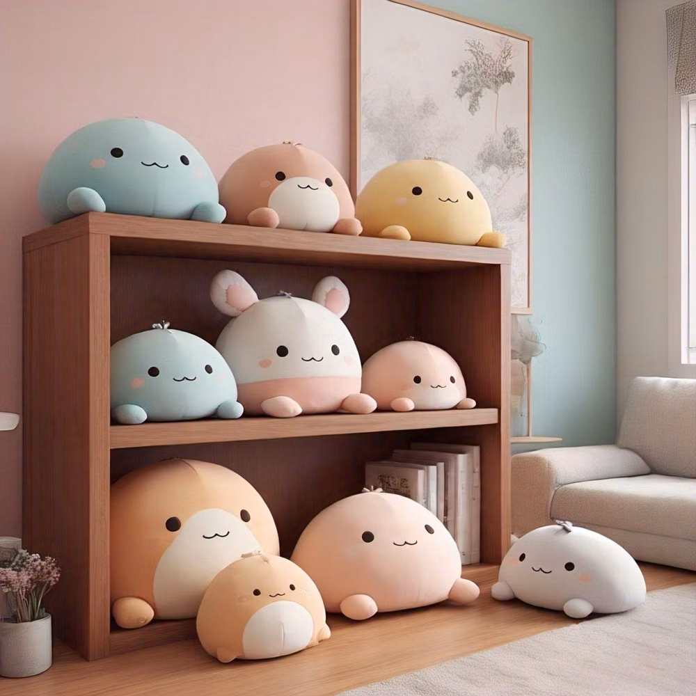 small rounded plush toys pastel photograph -