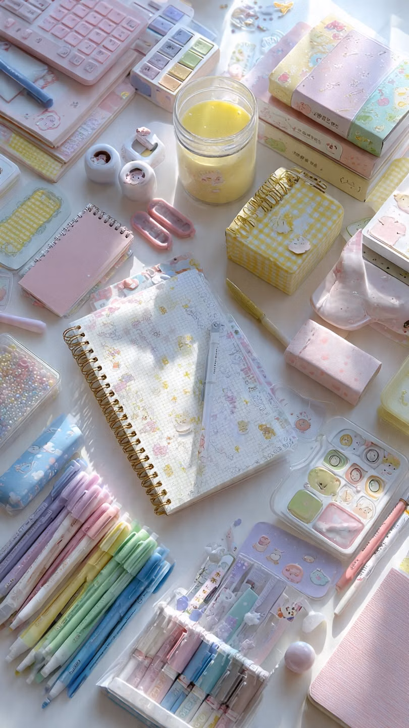 pastel Japanese stationery collection photograph -