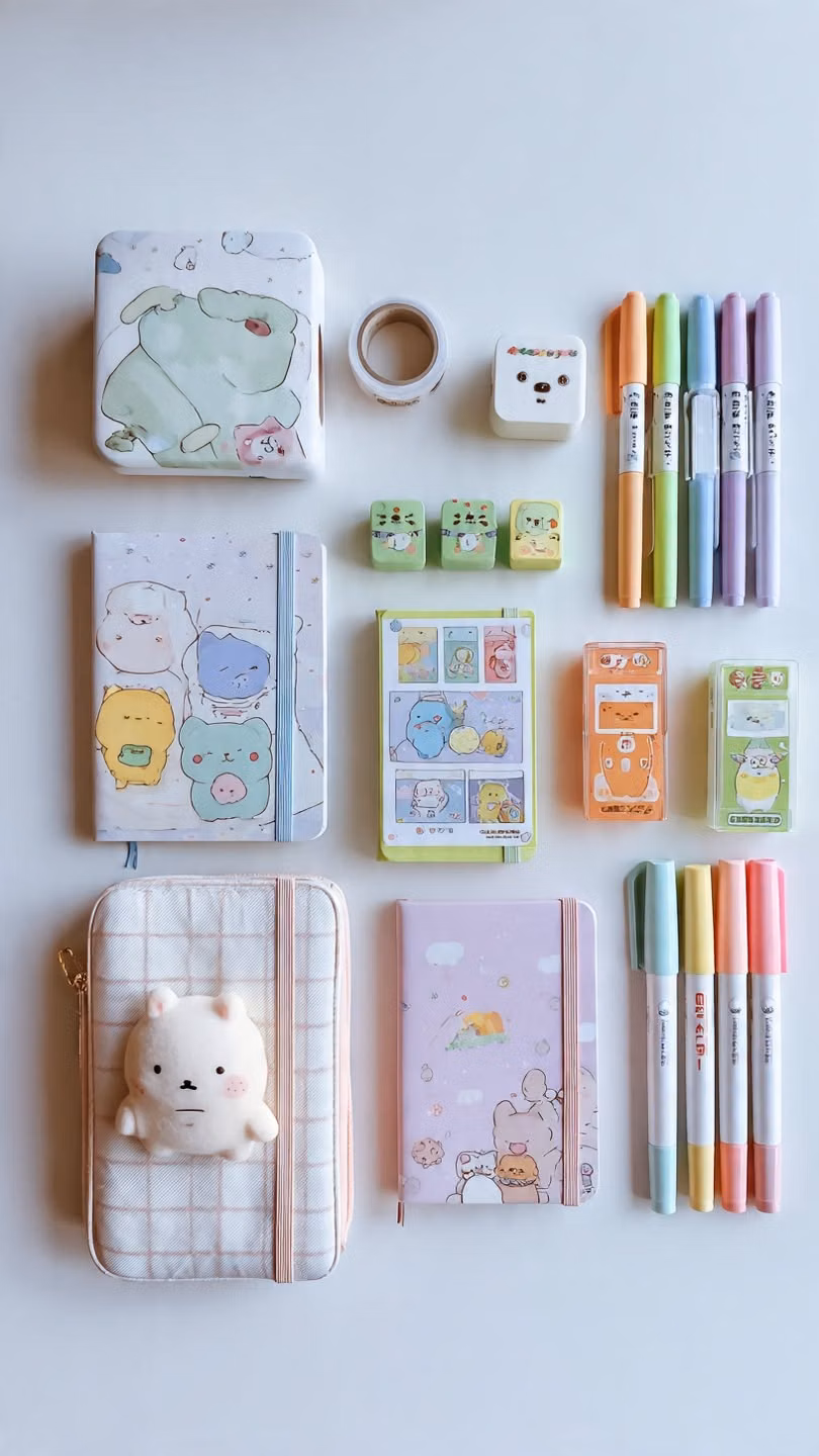 pastel Japanese stationery collection photograph -