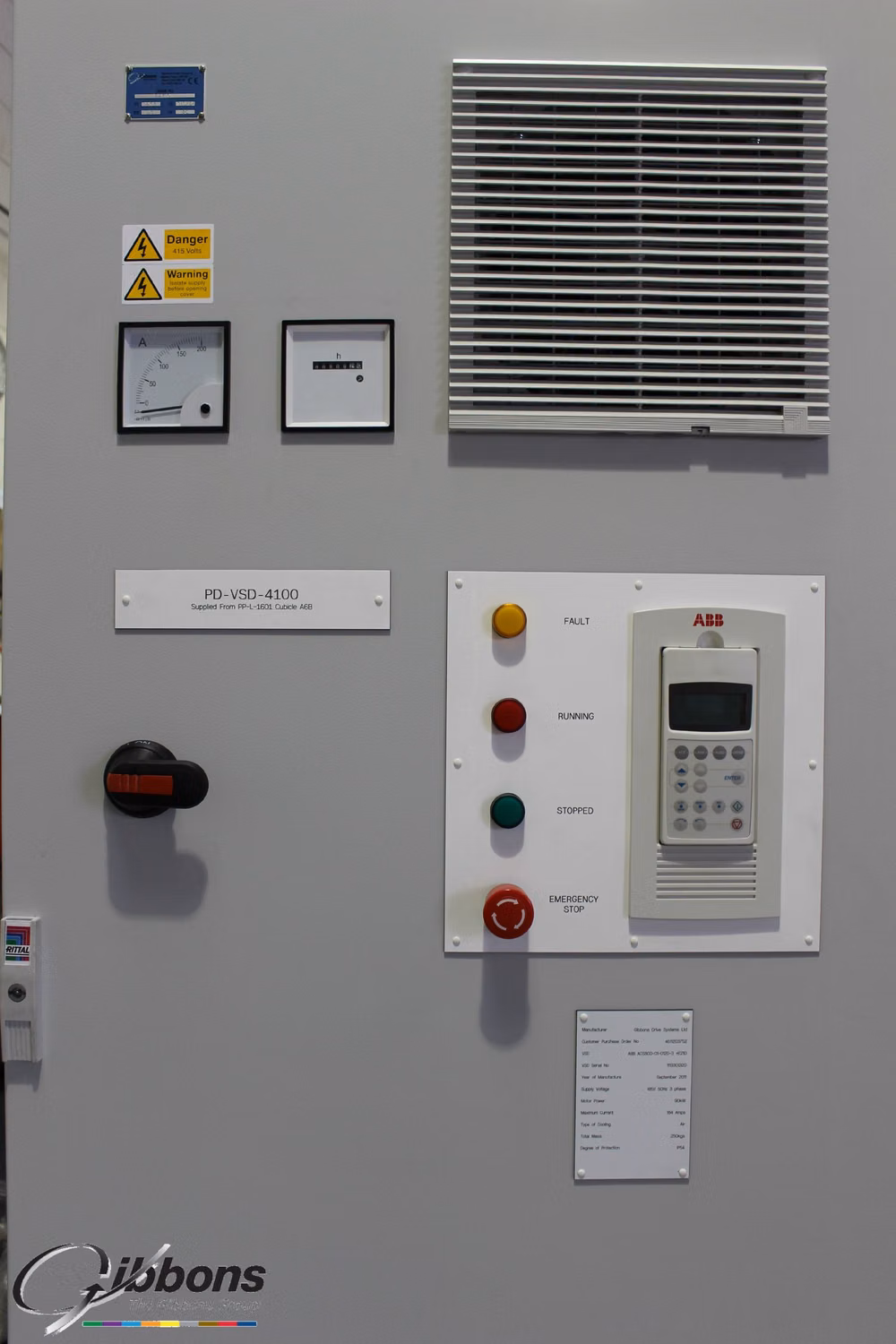 industrial appliance molded plastic push button control panel macro photograph - #Panel all connected up with a new #ABB variable #speed #drive #installed and ready to go on site.