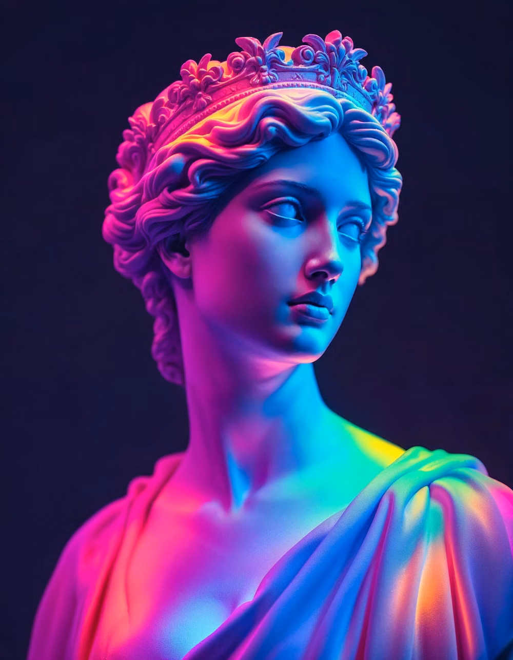 classical bust neon light photograph - 