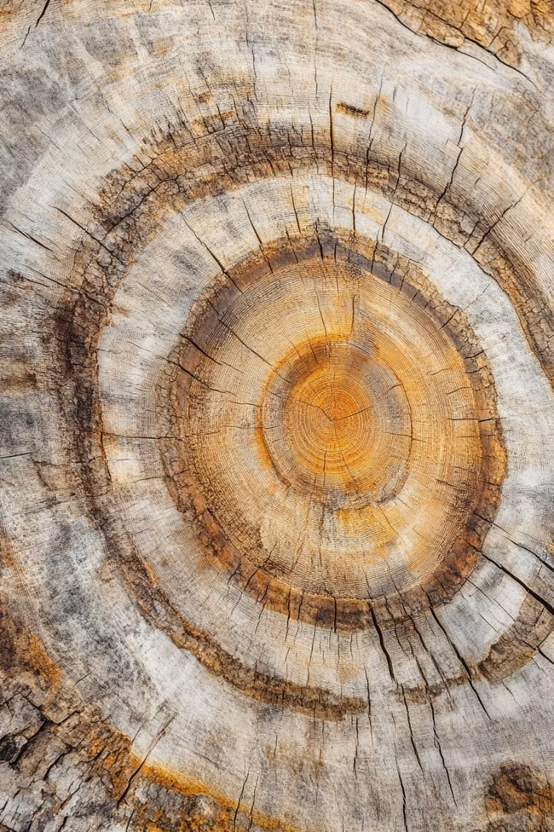 tree end grain rings macro photograph - Rustic wall art close-up, stylized photo of tree rings