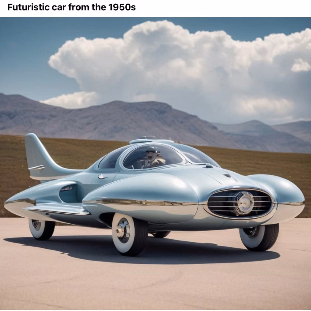 1950s futuristic concept car photograph -