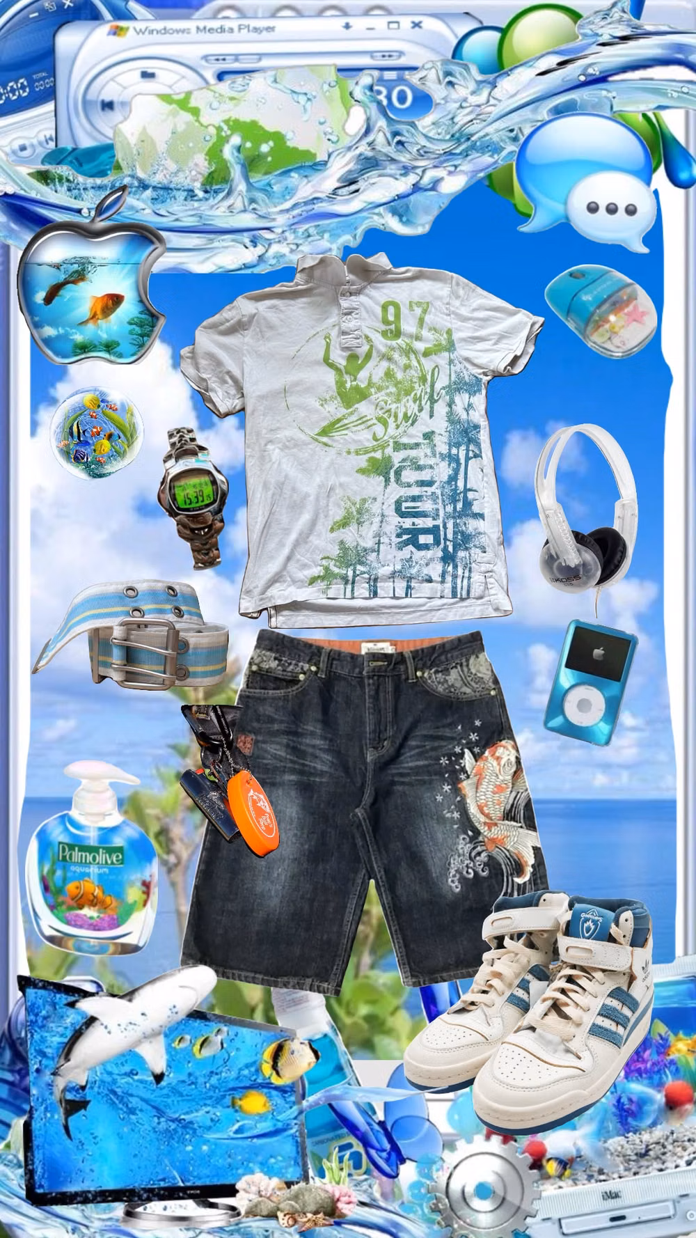 Seapunk aesthetic - butch helvetica aqua aero 🐠🩷 #frutigeraero #frutigeraqua #helveticaaquaaero ￼#aquarium #aqua #water #summer #cleancore #tropicalcore #vibes #2000s #2000sfashion #mascfashion #butch #butchfashion