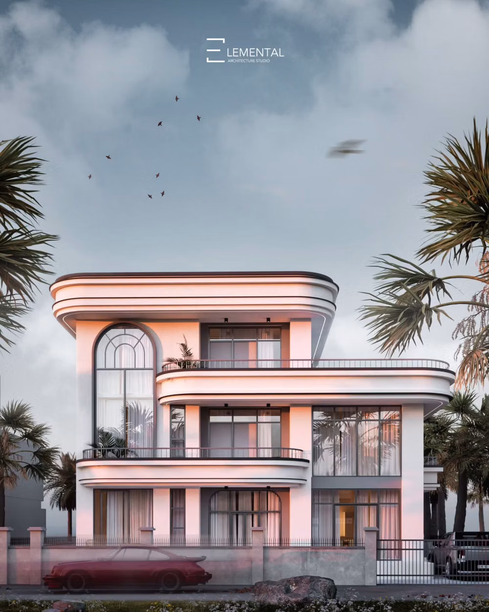 Streamline Moderne aesthetic - NEW PROJECT 
Karki Residence 
Streamline Moderne Art Deco

Mahendranagar, Nepal 

Curved, smooth corners and a balance of horizontal and vertical lines define this modern interpretation of Art Deco. The stucco facade adds sleek simplicity, creating a timeless and elegant aesthetic.

@sketchup_official
@twinmotionofficial

.
.
.
.
.
.
.
.
.
.
.
#modernarchitecture #architecture #architecturaldesign #residentialarchitecture #interiordesign