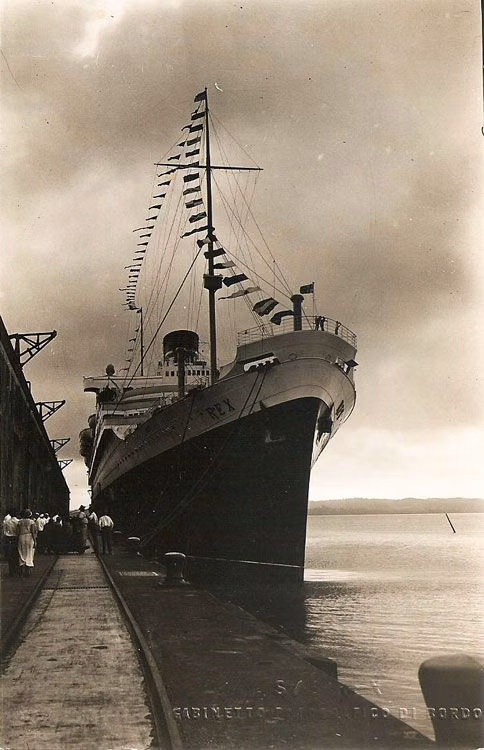 1930s ocean liner bow streamlined photograph - Italian Line REX, 1930s via Todd Neitring