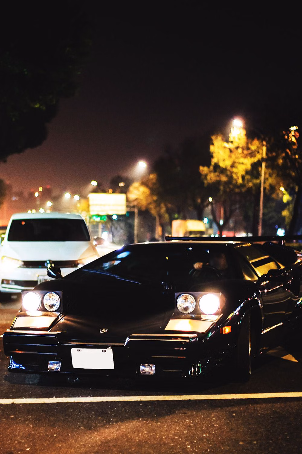 Lamborghini Countach night photograph - Lamborghini Countach