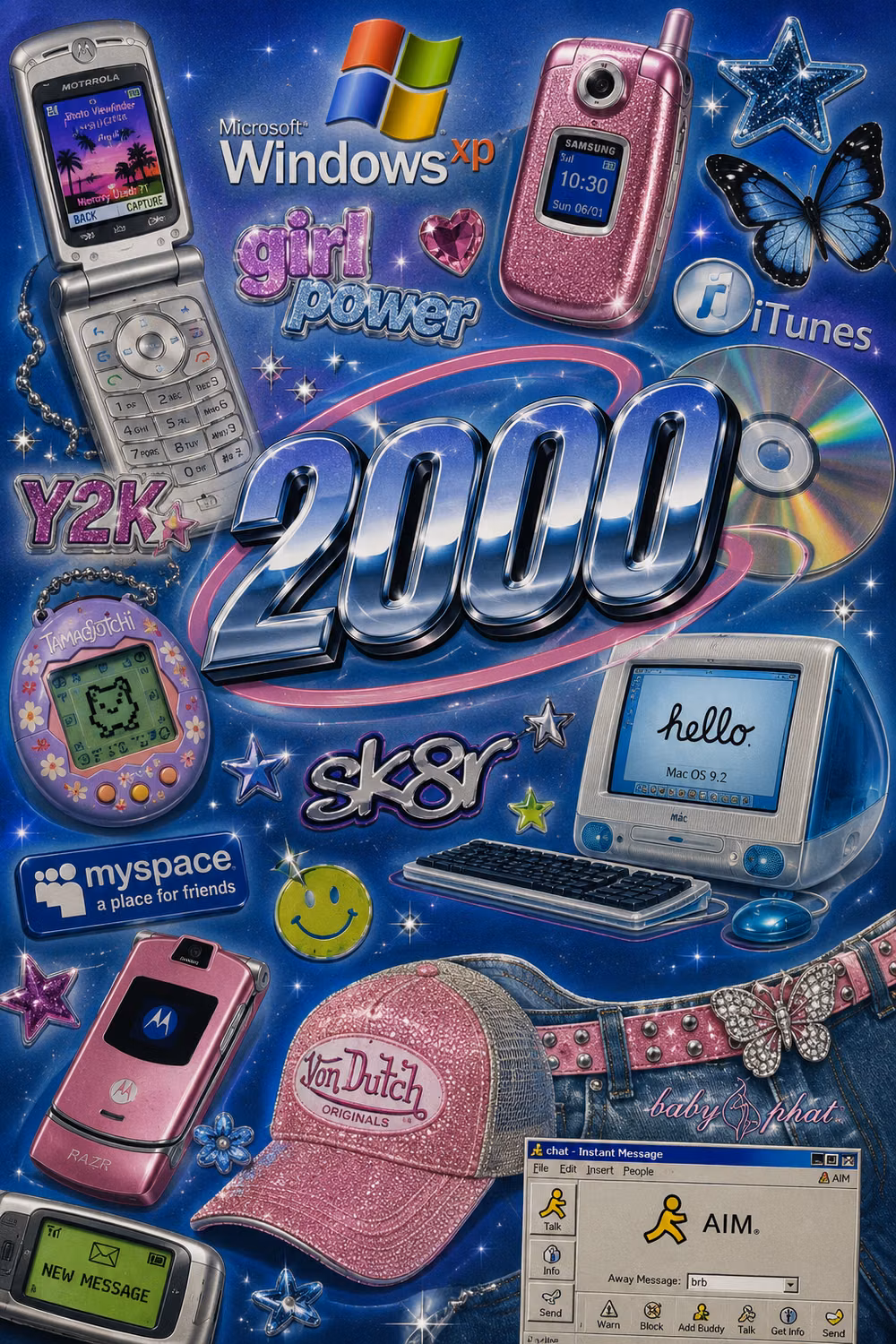 Y2K Techno-Skeuomorphism aesthetic -